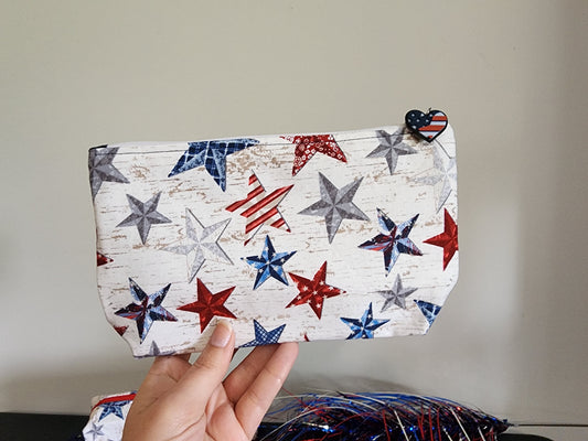 Handmade Sewn Patriotic Zipper Top Bag