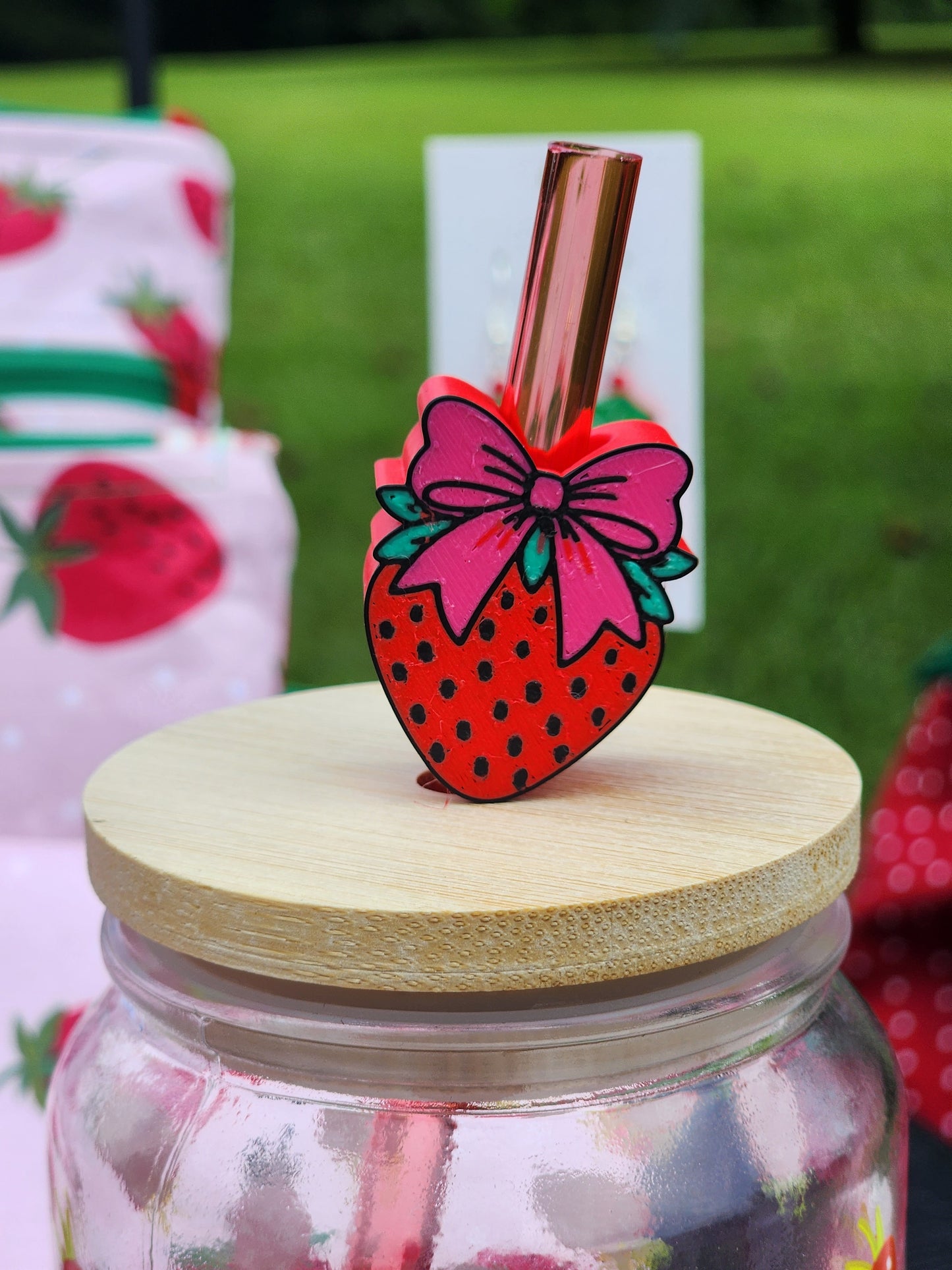 3D Printed Strawberry Straw Topper