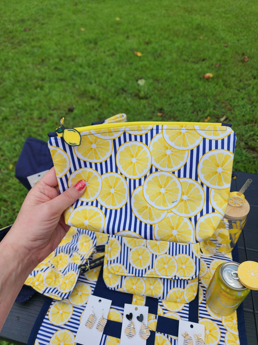 Lemon Zipper Pouch Bag with 3D Printed Lemon Pull