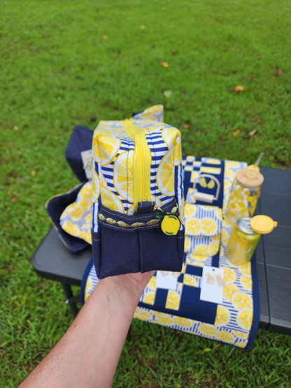 Large Lemon Makeup Bag with 3D Printed Zipper Pull