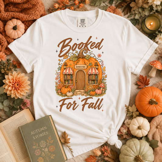 Booked for Fall T-Shirt — Pumpkin Cottage Autumn Reading Tee