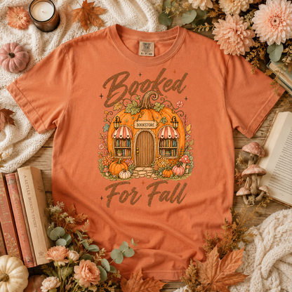 Booked for Fall T-Shirt — Pumpkin Cottage Autumn Reading Tee