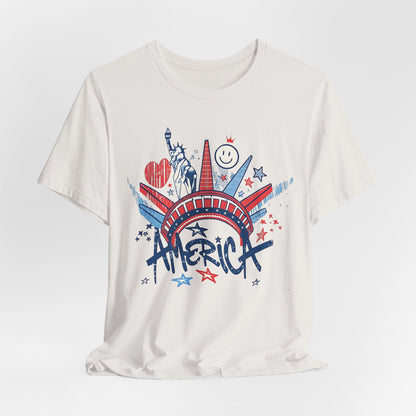 Statue of Liberty Sketch America T-Shirt | Patriotic Fourth of July Tee