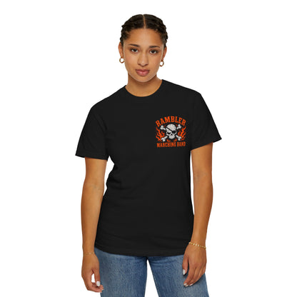 Ramblers Blackout Skull T-Shirt — Flaming Skull Band Tee
