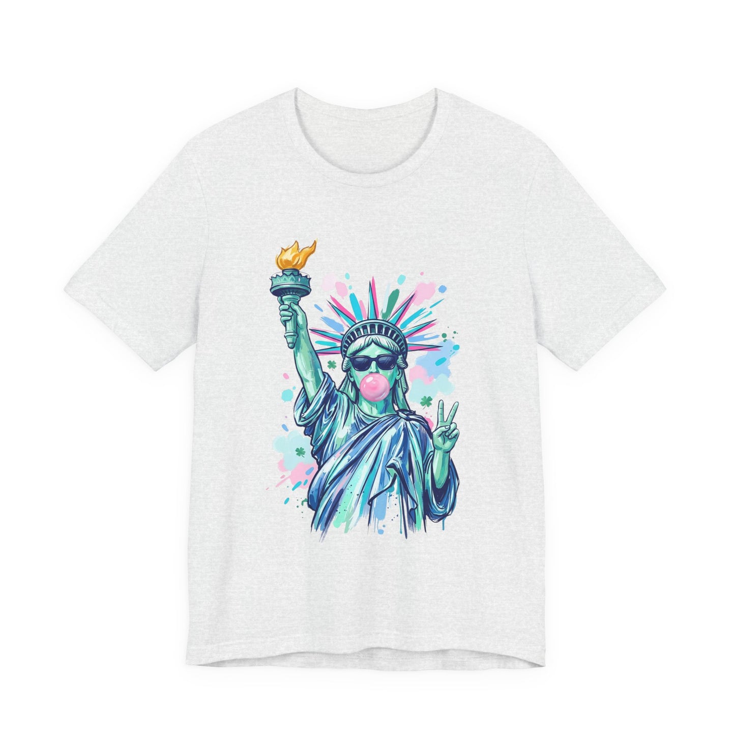 Statue of Liberty Bubblegum Tee — Retro Patriotic Graphic T-Shirt