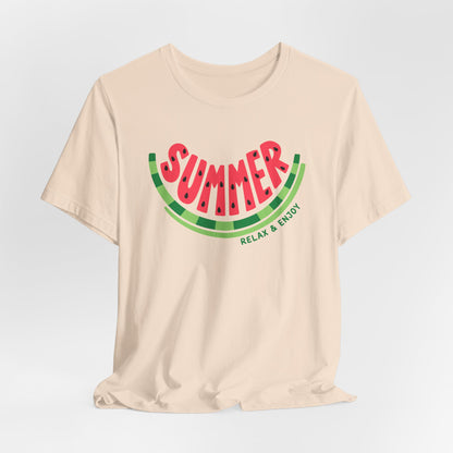 Summer Watermelon T-Shirt — "SUMMER" Relax & Enjoy Graphic Tee