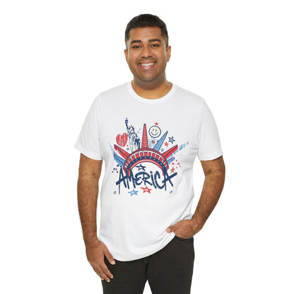 Statue of Liberty Sketch America T-Shirt | Patriotic Fourth of July Tee