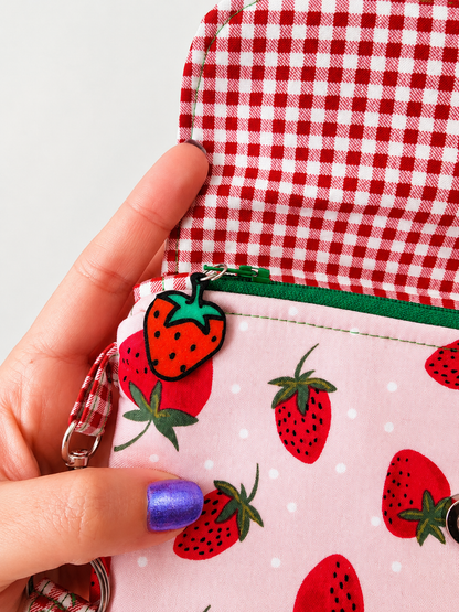 Handmade Strawberry Wristlet Clutch