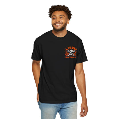 Ramblers Blackout Skull T-Shirt — Flaming Skull Band Tee