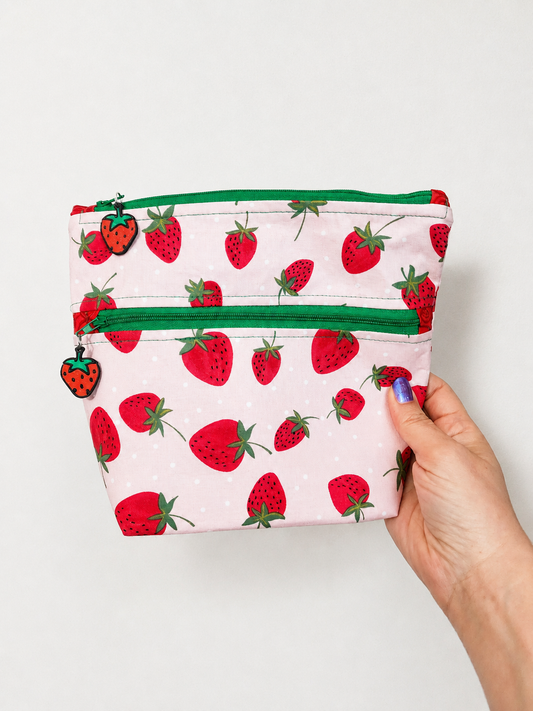 Handmade Strawberry Zipper Pouch