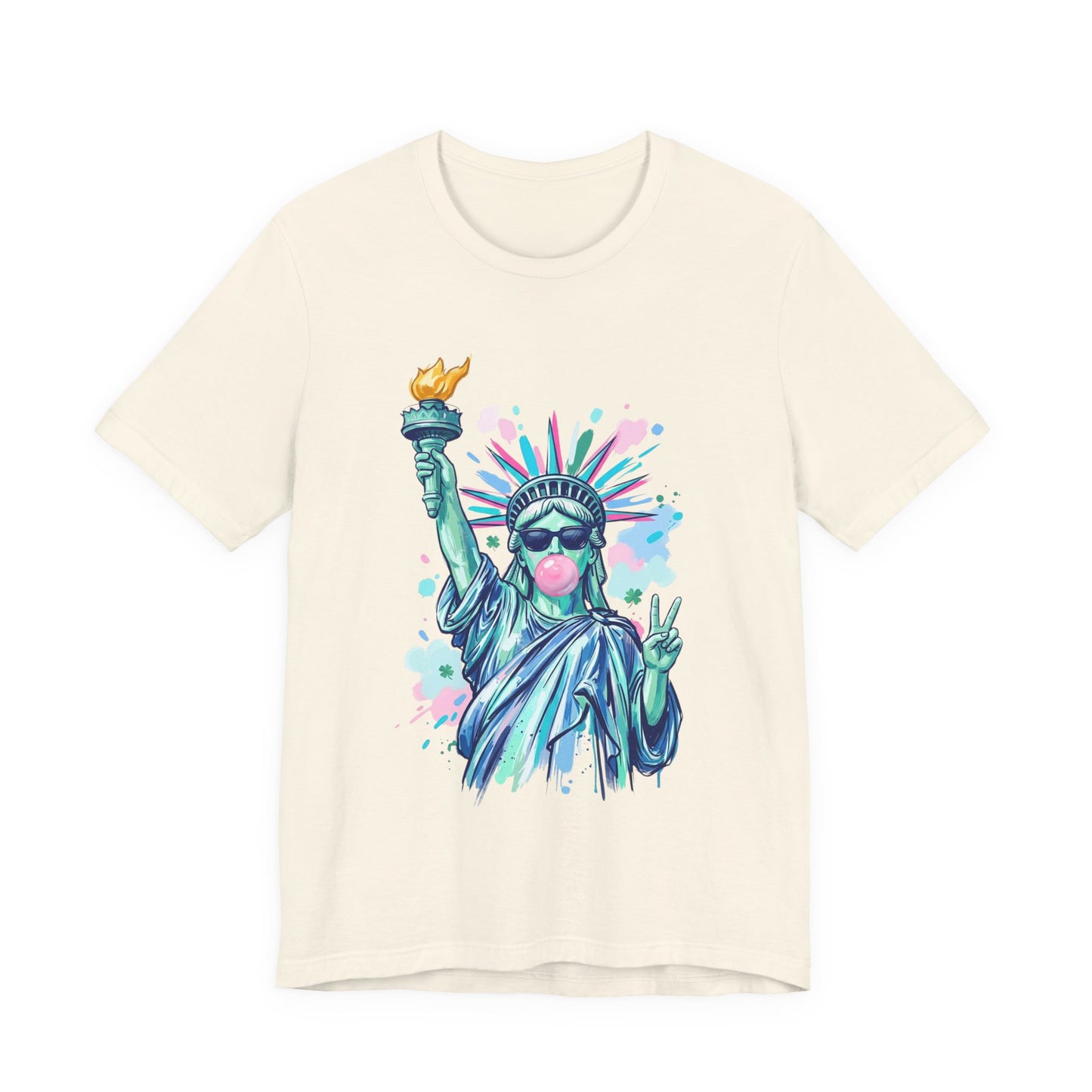 Statue of Liberty Bubblegum Tee — Retro Patriotic Graphic T-Shirt