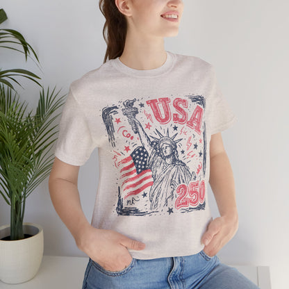 USA 250 Statue of Liberty T-Shirt – American Flag Independence Day Tee