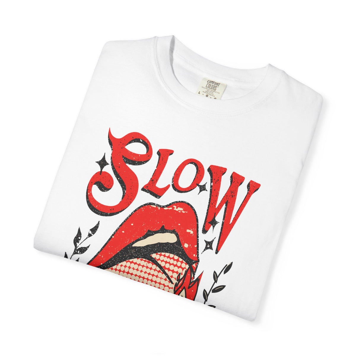 Slow Burn Graphic T-Shirt — Red Lips Retro Rock Tee