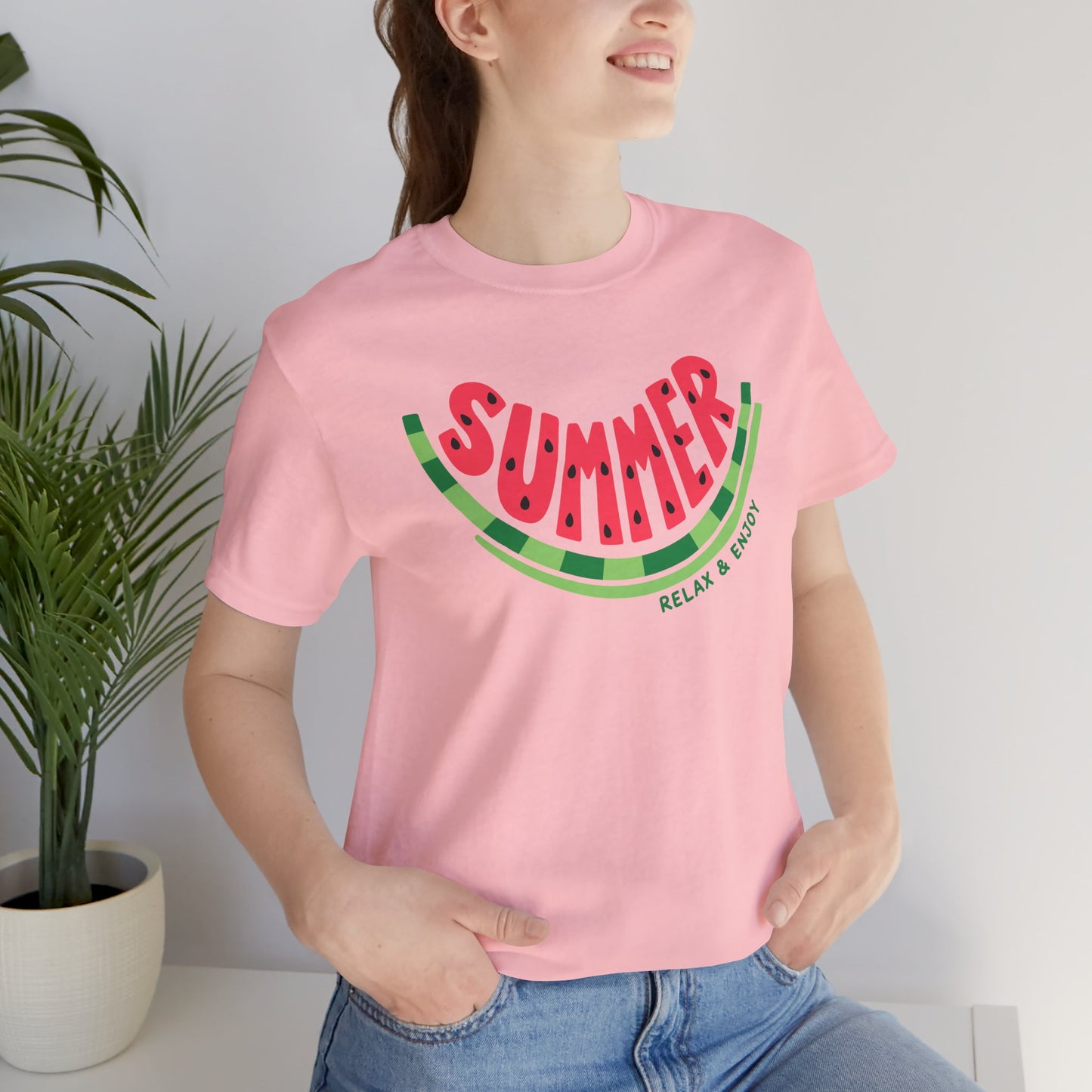 Summer Watermelon T-Shirt — "SUMMER" Relax & Enjoy Graphic Tee