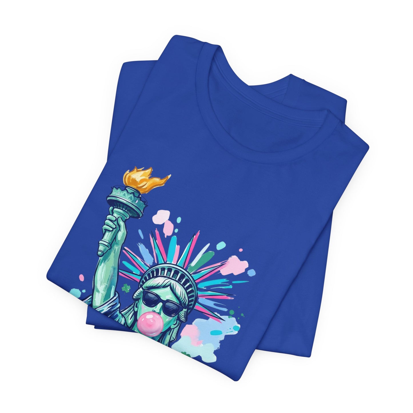 Statue of Liberty Bubblegum Tee — Retro Patriotic Graphic T-Shirt