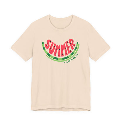 Summer Watermelon T-Shirt — "SUMMER" Relax & Enjoy Graphic Tee