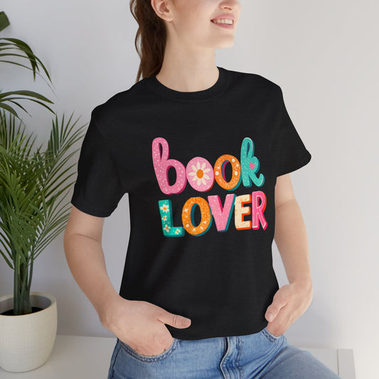 Book Lover T‑Shirt – Colorful 'book LOVER' Graphic Tee for Readers