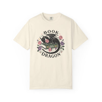 Book Dragon T-Shirt — Floral Reading Dragon Graphic Tee