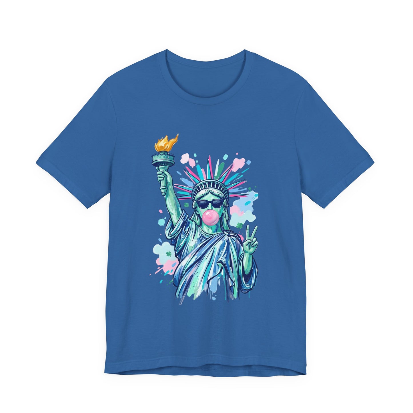 Statue of Liberty Bubblegum Tee — Retro Patriotic Graphic T-Shirt