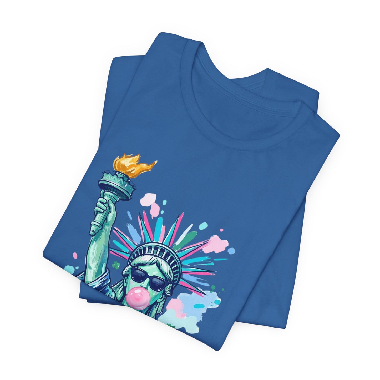 Statue of Liberty Bubblegum Tee — Retro Patriotic Graphic T-Shirt