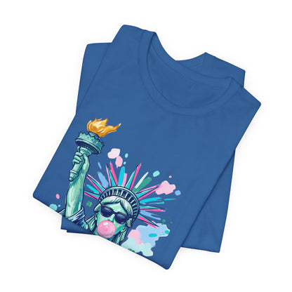 Statue of Liberty Bubblegum Tee — Retro Patriotic Graphic T-Shirt