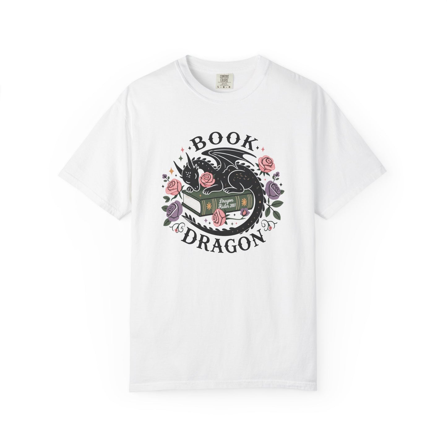 Book Dragon T-Shirt — Floral Reading Dragon Graphic Tee