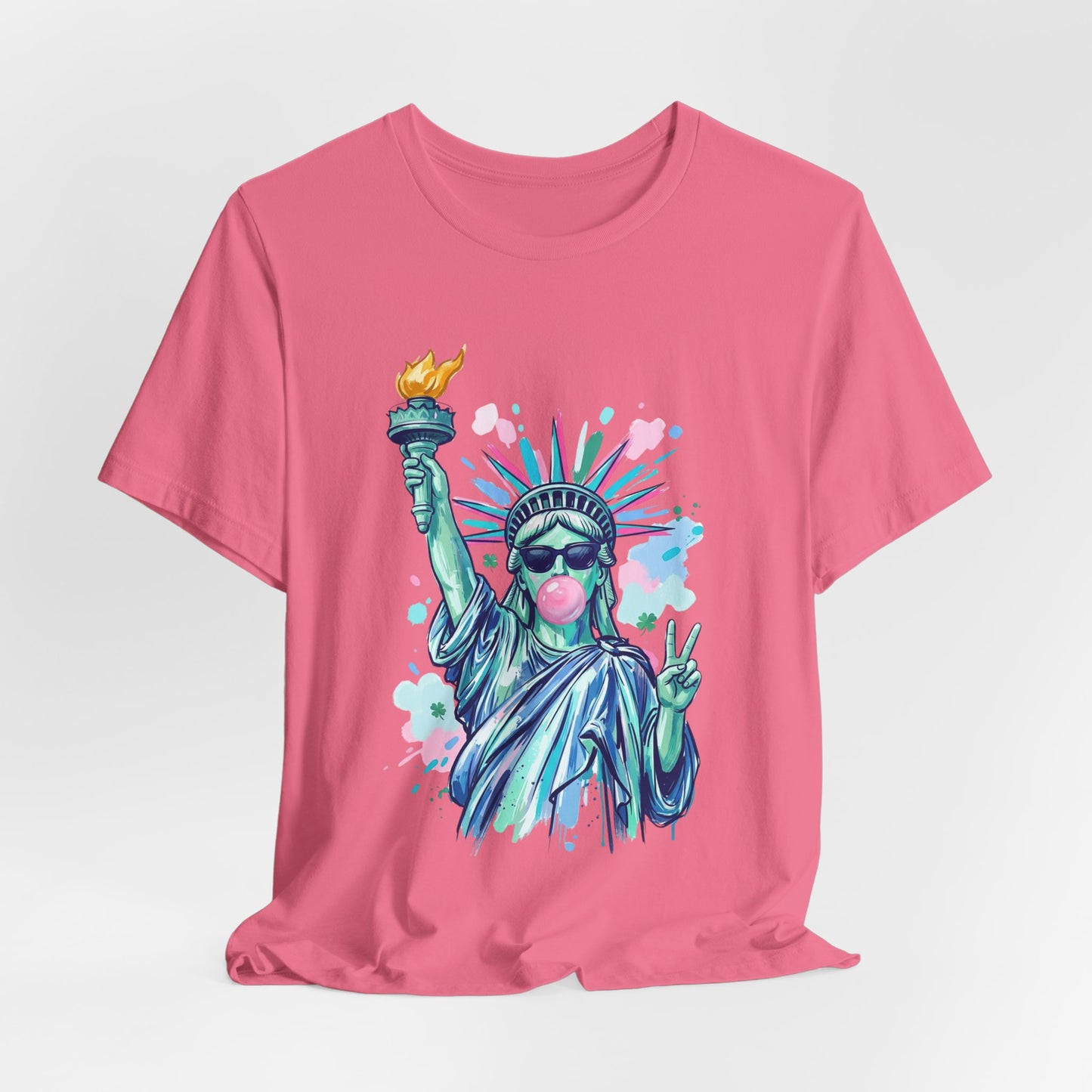 Statue of Liberty Bubblegum Tee — Retro Patriotic Graphic T-Shirt