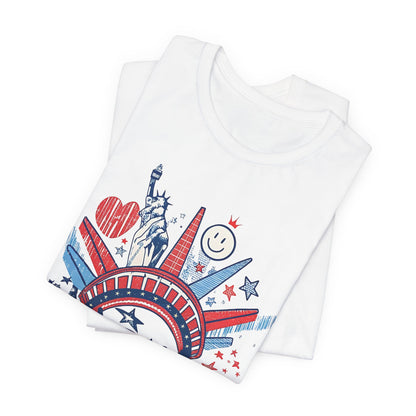 Statue of Liberty Sketch America T-Shirt | Patriotic Fourth of July Tee