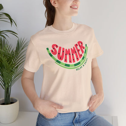 Summer Watermelon T-Shirt — "SUMMER" Relax & Enjoy Graphic Tee