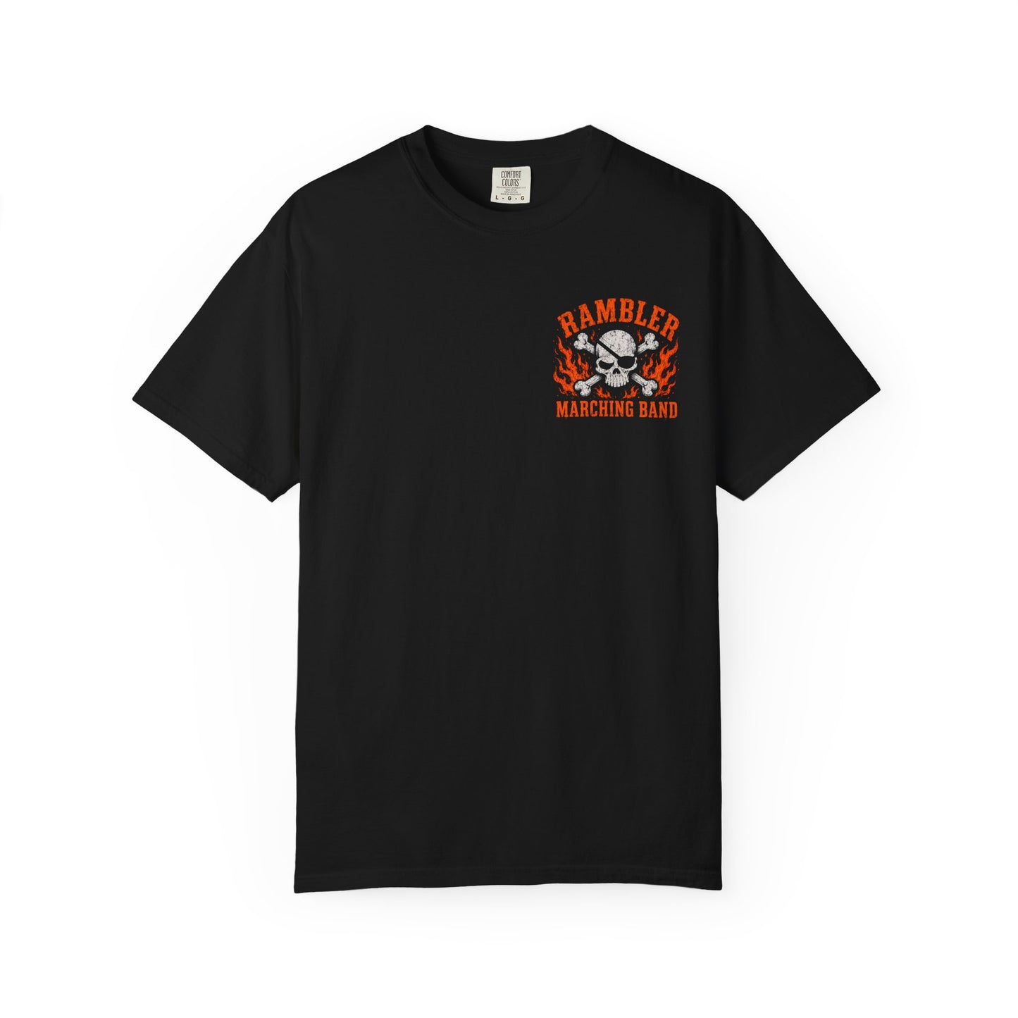 Ramblers Blackout Skull T-Shirt — Flaming Skull Band Tee