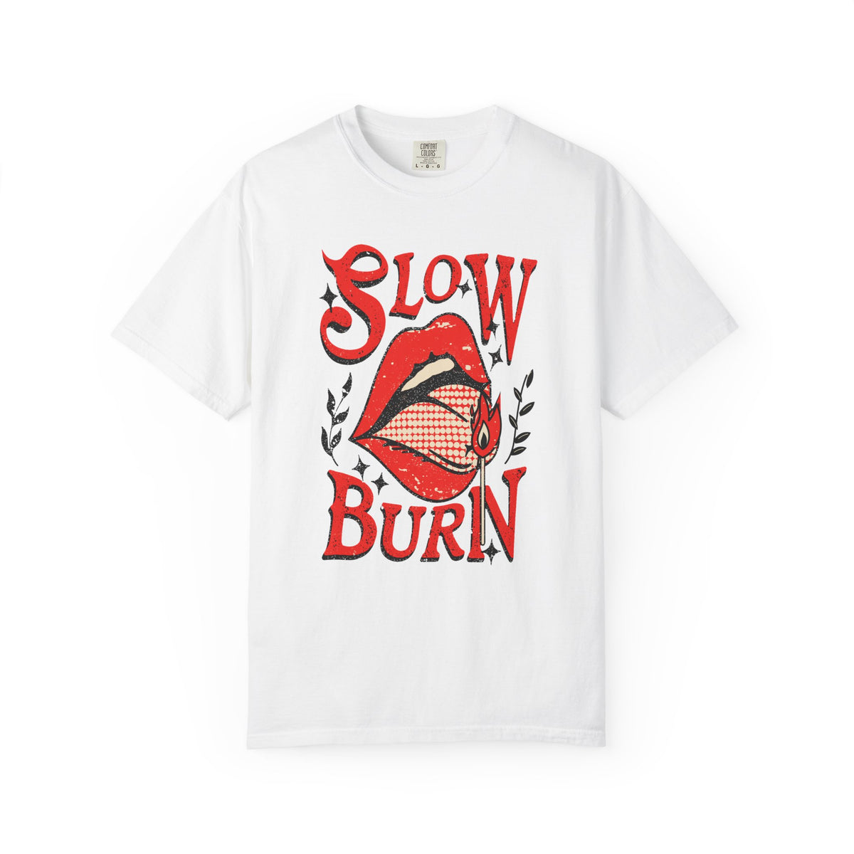 Slow Burn Graphic T-Shirt — Red Lips Retro Rock Tee