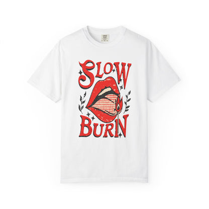 Slow Burn Graphic T-Shirt — Red Lips Retro Rock Tee