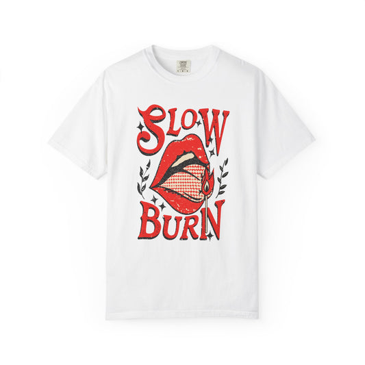 Slow Burn Graphic T-Shirt — Red Lips Retro Rock Tee