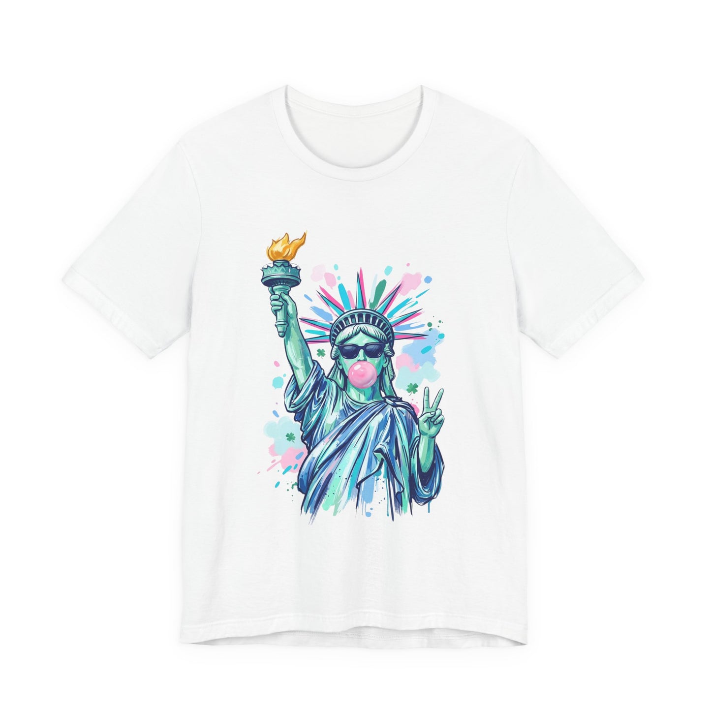 Statue of Liberty Bubblegum Tee — Retro Patriotic Graphic T-Shirt