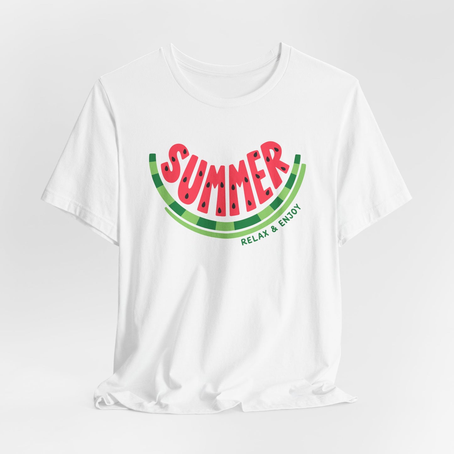 Summer Watermelon T-Shirt — "SUMMER" Relax & Enjoy Graphic Tee