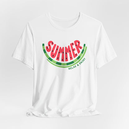 Summer Watermelon T-Shirt — "SUMMER" Relax & Enjoy Graphic Tee