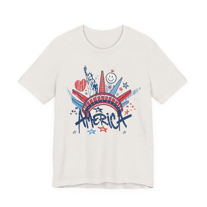 Statue of Liberty Sketch America T-Shirt | Patriotic Fourth of July Tee