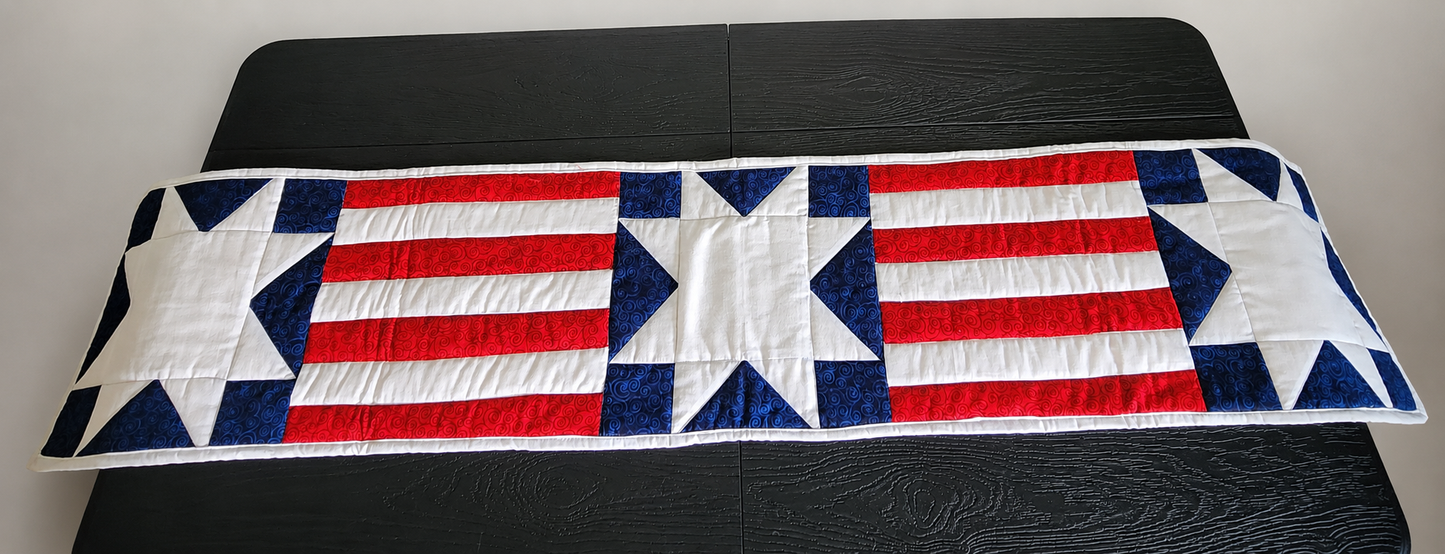 Patriotic Handmade Sewn Double Sided Table Runner