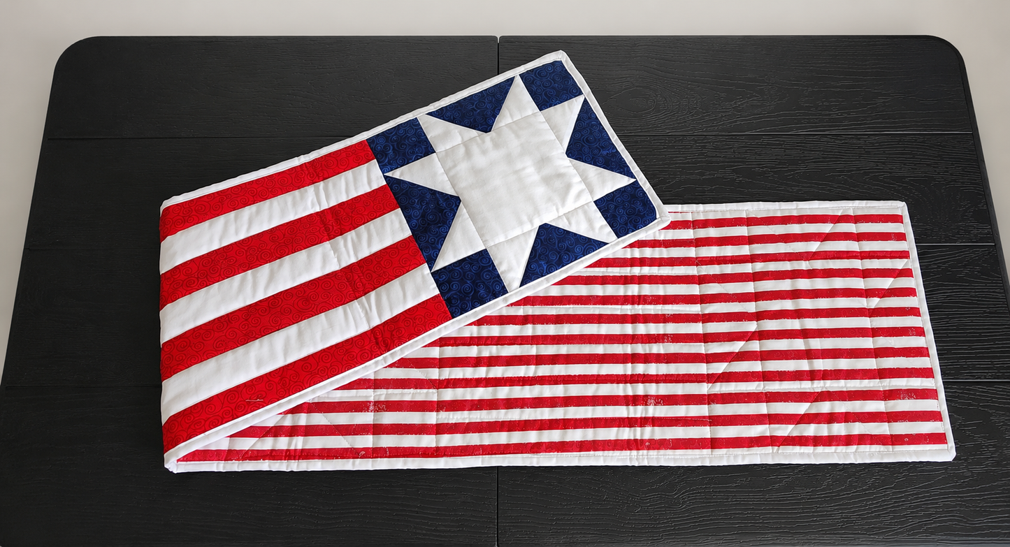 Patriotic Handmade Sewn Double Sided Table Runner