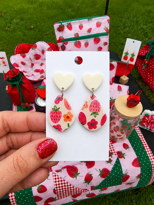 Handmade Strawberry Polymer Clay Earrings