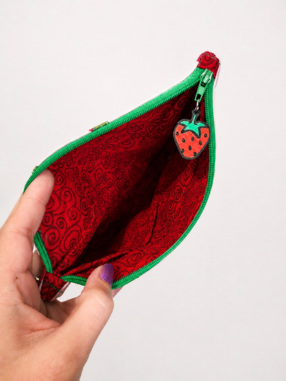 Handmade Strawberry Zipper Pouch