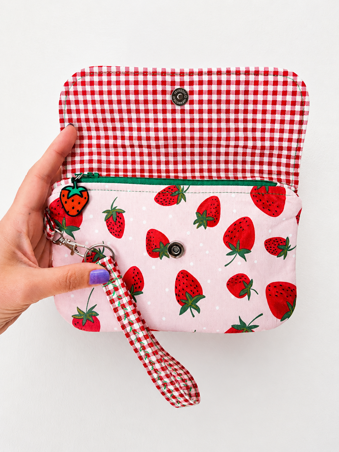 Handmade Strawberry Wristlet Clutch